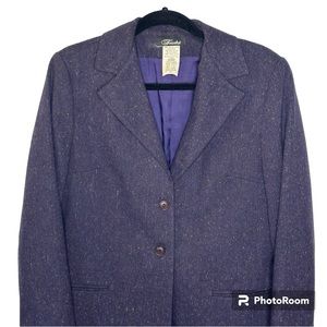 Touché Vintage Navy Blue Speckled Multi-Color Wool Silk Blend Blazer Jacket 10